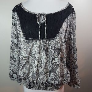 American Rag top blouse tunic peasant Boho XL